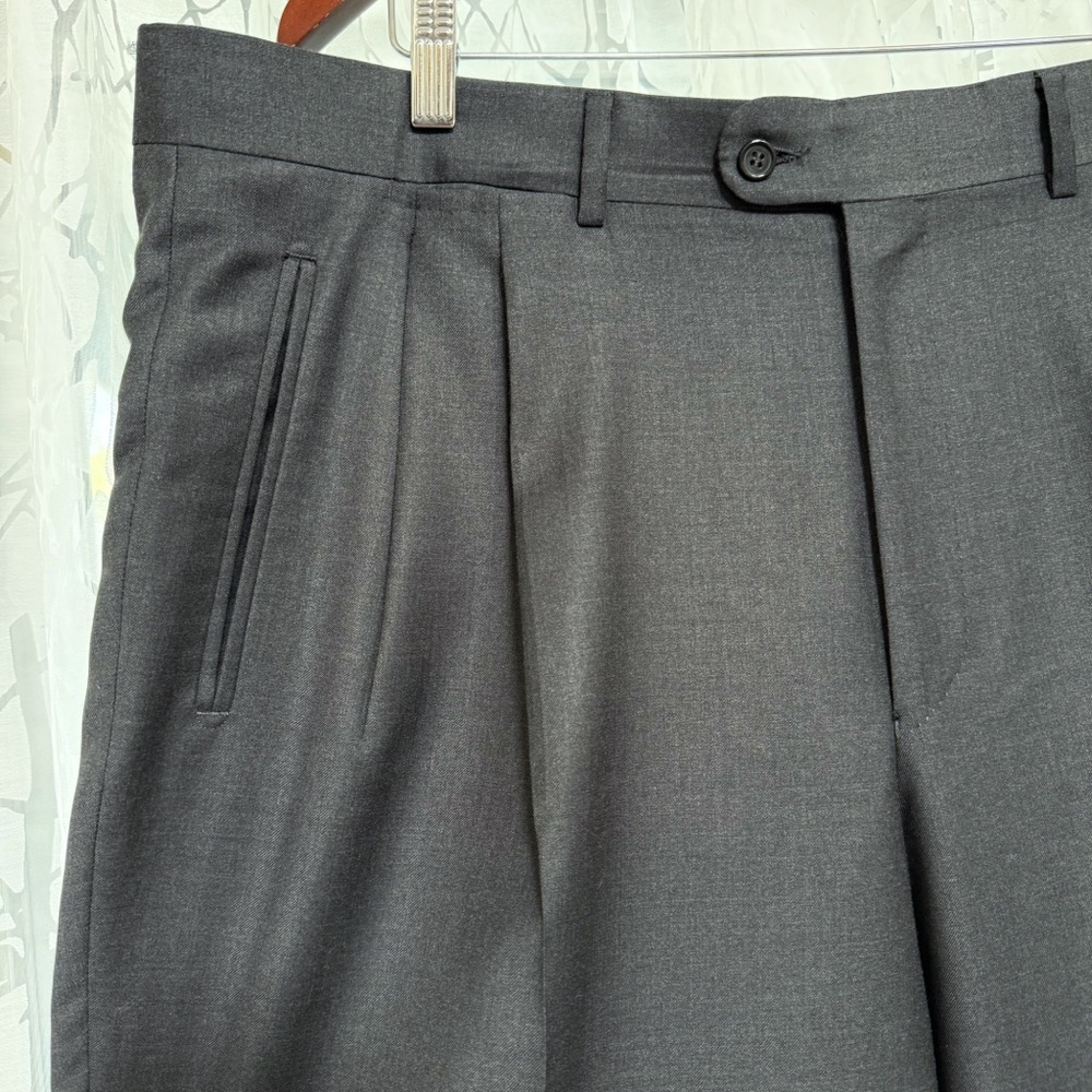 ERMENEGILDO ZEGNA GRAY WOOL BUTTON UP BLAZER JACKET PANTS SUIT SET - Picture 10 of 16